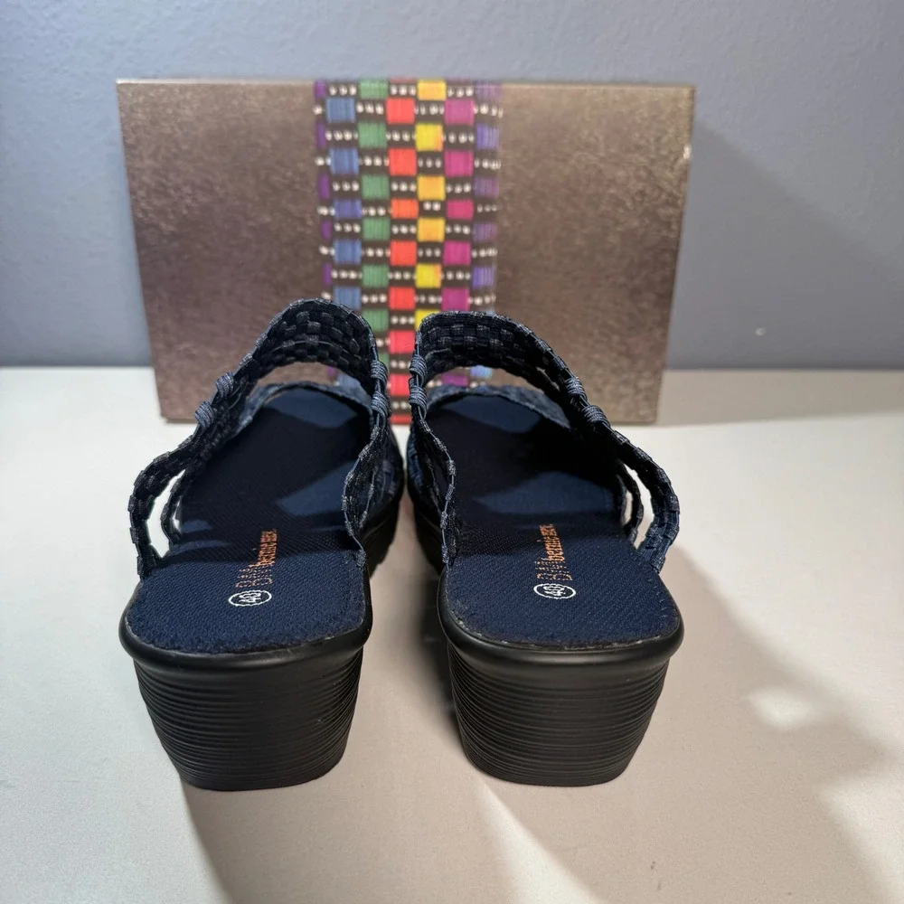 Bernie Mev Woven Wedge Sandals Women 40 Navy Blue New Platform Slides